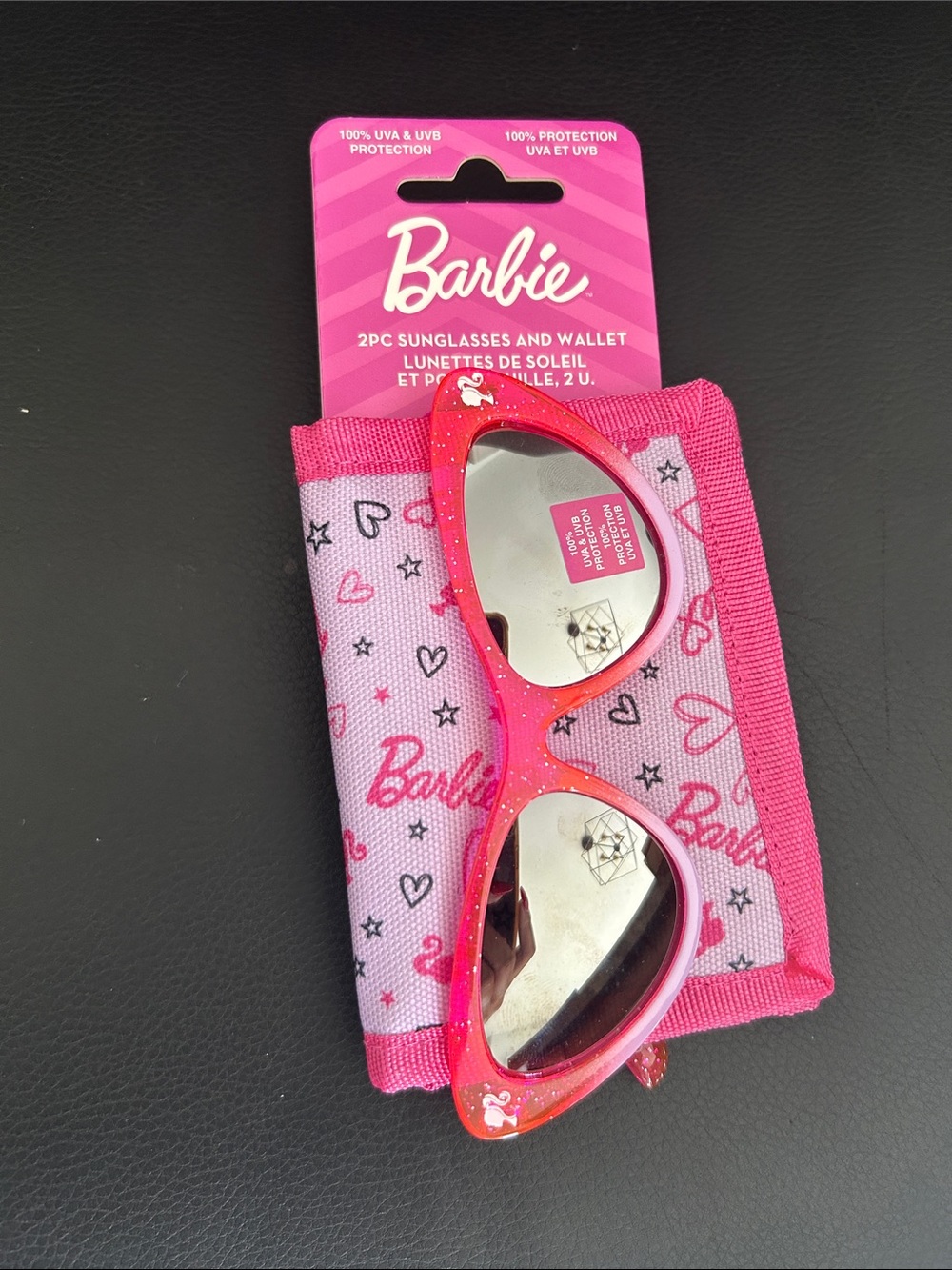 NEW 🆕 Barbie Hot Pink Sunglasses and Heart-Print Wallet Set kids 3+